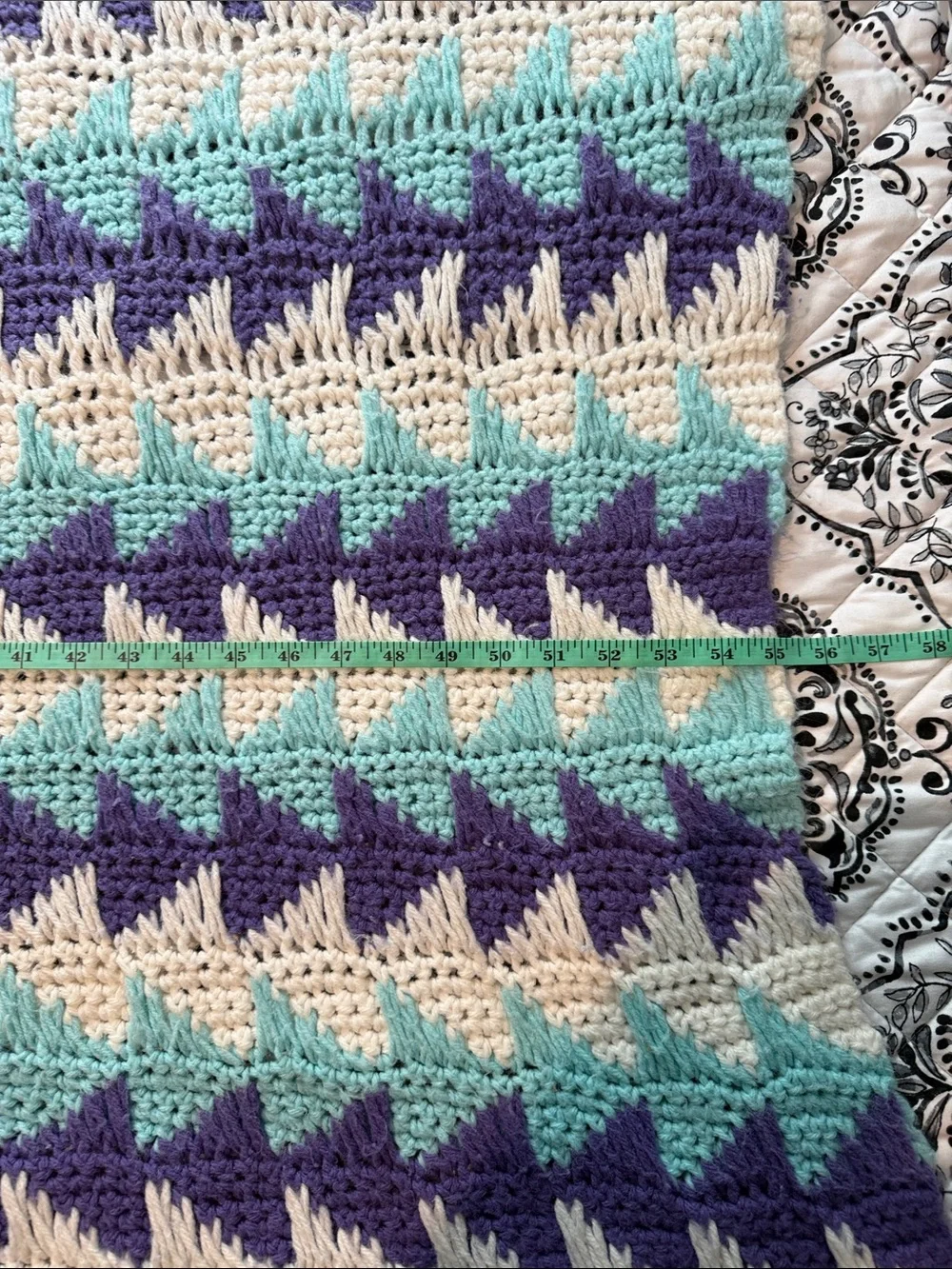 Handmade Chevron Throw Blanket in turquoise , Purple & white